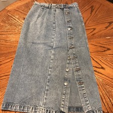 Denim Maxi Skirt Button Front Women s Size 6 Western Boho Y2K Brand Stein