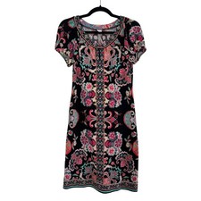 ECI New York Floral Sequin Embellished Dress Womens Size 6 Artsy Boho Whimsy