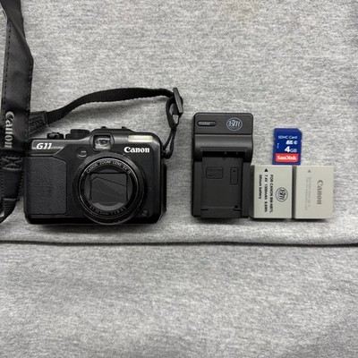 Canon PowerShot G11 10MP Digital Camera Bundle CCD Screen Tested SanDisk 4GB
