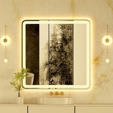LED Bathroom Mirror 36"x 36" with Front and Backlight, Stepless 36"L x 36"W