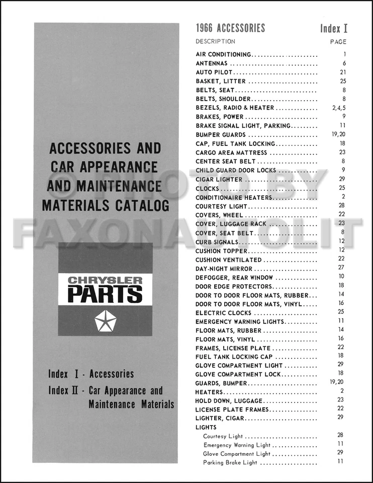 1966 Dodge Accessories Parts Book Charger Coronet Dart Polara Monaco Truck Van - Image 2 of 4
