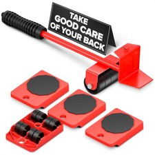 Furniture Lifter Tool Moving Sliders Set 360 Rotating Wheels Red