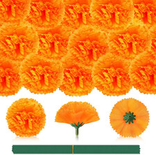 30 Pcs Orange Artificial Marigold Flower Heads Bulk