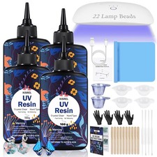 UV Resin with Light - 400g Hard Type Crystal Clear Ultraviolet Curing UV Resin