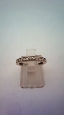 Hallmarked 9 ct White Gold & 0.205 ct of Diamonds Band Ring Size i. (D)