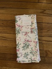 CYNTHIA ROWLEY KITCHEN TOWELS 2 BOWS CANDY CANES PINK 100 COTTON GAUZE NWT