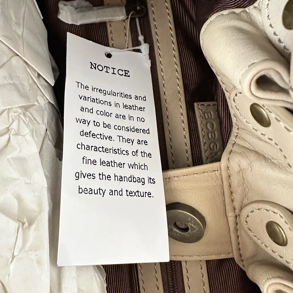 NWT BCBG Maxazria Large Tan Leather Hobo Baguette Bag Purse Handbag 16" - Image 4 of 4