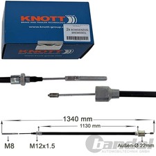 2x KNOTT BREMSSEIL BOWDENZUG SCHNELLMONTAGE HL1130mm GL1340mm SEILZUG M8-GEWINDE