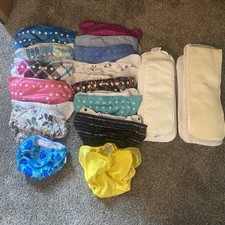 Big Lot Of 12 Cloth Diapers With 22 Inserts Plus Swim Diaper As Is Condition