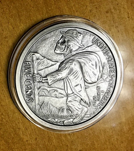2016 Skulls & Scrolls - Hobo Nickel 5oz. ANTIQUED SILVER PROOF #63