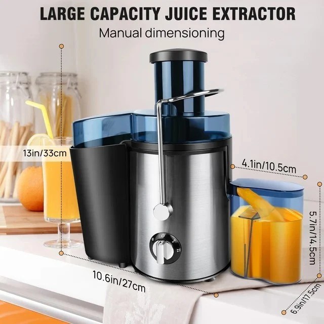 Juicer Machine, Feed Chute for Fruits, Vegetables & Citrus, 2-Speed Centrifugal