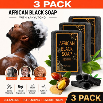 #ad 3 Pack African Black Soap 100g Bars Natural Cleansing Face amp; Body Soap $16.99