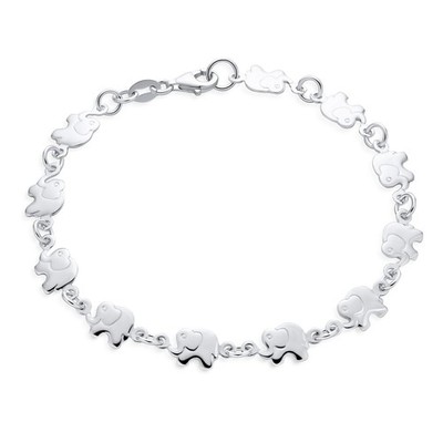 Zoo Tier Karawane Glückselefant Bettelarmband in Sterlingsilber 7,5 Zoll
