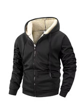 Men's Winter Zipper Hoodie Jacket - Fleece Lined Windproof