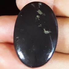  23X35X6 MM 38.40 Carat. NATURAL BLACK SHUNGITE OVAL CABOCHON LOOSE GEMSTONE
