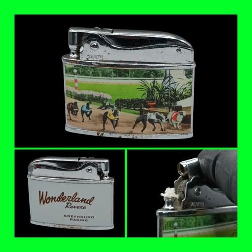 Vintage Wonderland Revere Greyhound Racing Flat Ad Cigarette Lighter - UNFIRED