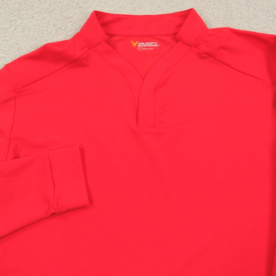 Velocity Systems Boss Rugby Shirt Men Large Tactical Long Sleeve Red Grey Pocket - Image 2 of 4