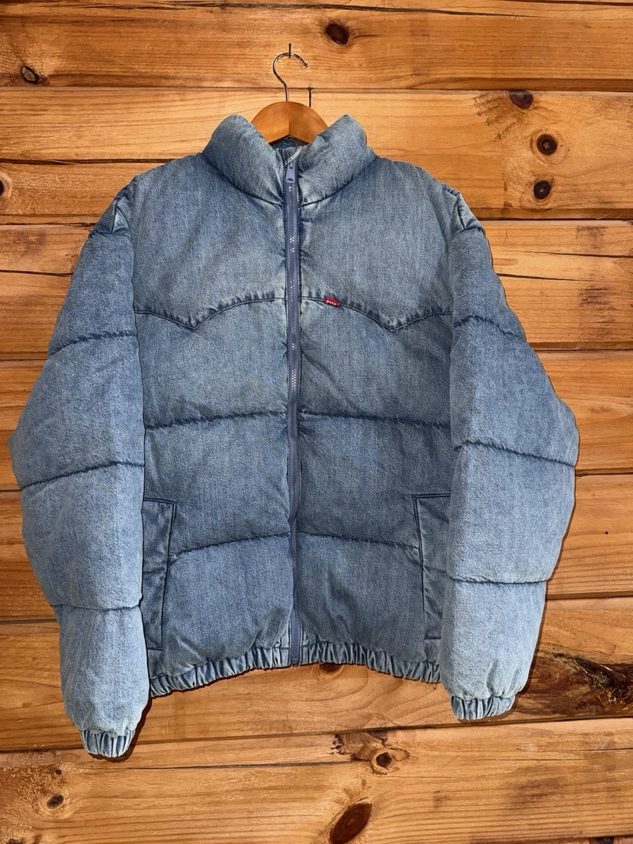 Levi Strauss Down Puffer Jacket Mens Medium Blue NWT Feather Filled