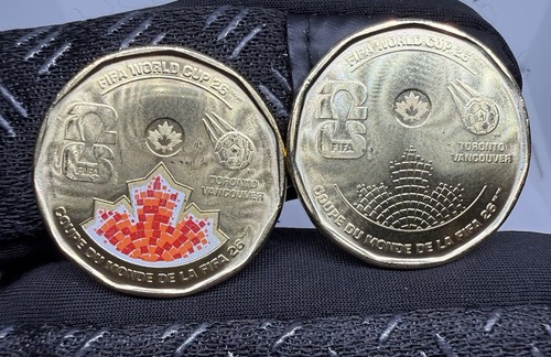 2026 Canada FIFA World Cup $1 Loonie Lot of 2 Colored & Non-Colored BU