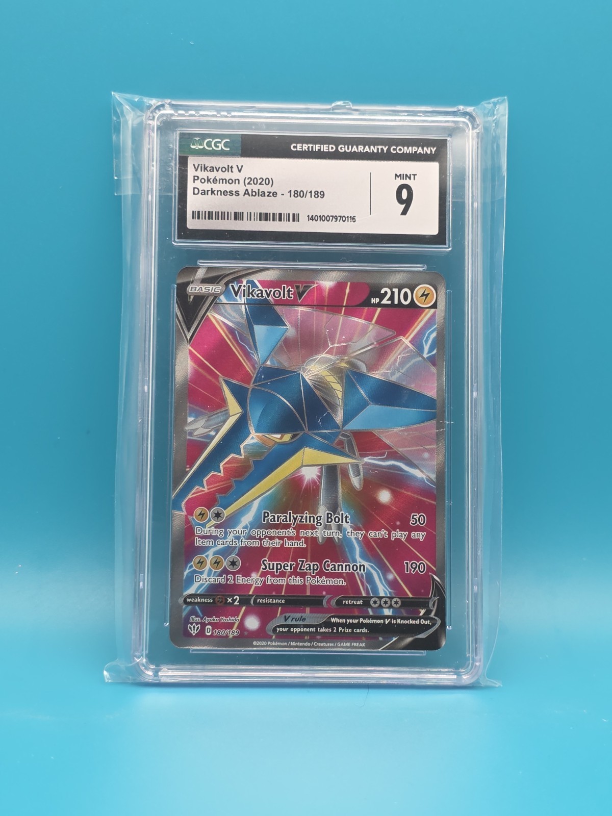 Vikavolt V (Full Art) 180/189 Swsh03: Darkness Ablaze Holo (CGC 9)