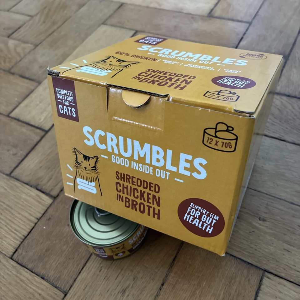 Scrumbles Natural Wet Cat Food Shredded Chicken in Broth 12x70g