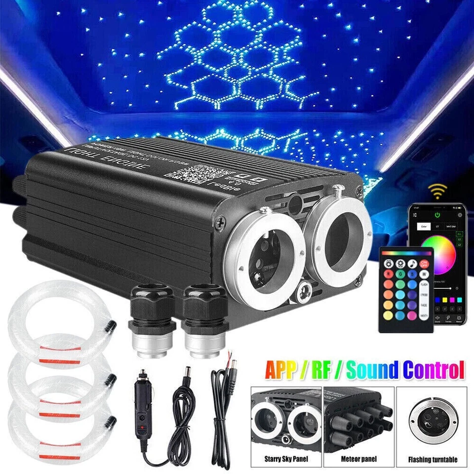 Twinkle+Meteor Fiber Optic Car Home Headliner Star Light kit Roof Ceiling Lights - Image 2 of 4