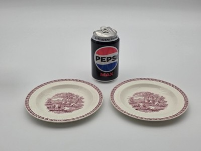 2 kleine Teller Wedgwood Etruria - roter Transferdruck - 15,5 cm