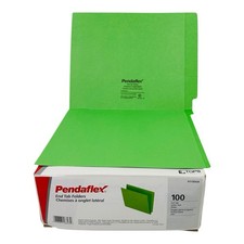 100 Folders Pendaflex Letter Size Green End Tab File Folders