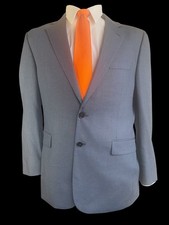CHARLES TYRWHITT, SOLID MEDIUM BLUE WOOL BLAZER, SIZE 42