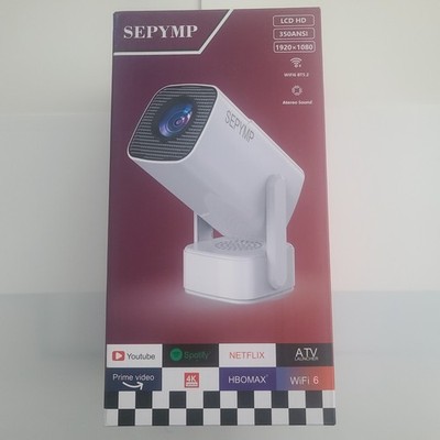 SEPYMP Smart Mini Projector 1080P WiFi 6 Android TV 180 Rotatable Home Theater