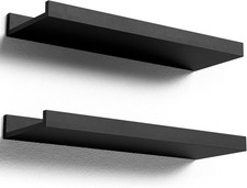 Floating Shelves Wall Mounted Set of 2, Modern Black Wall Shelves for Storage...