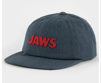 JAWS DARK SEAS x Jaws Gary 6 Panel Hat Cap Strapback Adjustable Blue Denim New