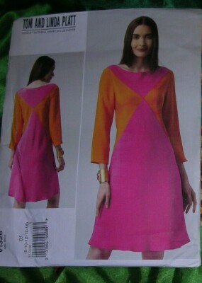 UNCUT Vogue Schnittmuster 1326 EASY Tom & Linda Platt Colour Block Kleid