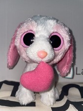 TY Beanie Boos Cookie Pink Puppy Heart Solid Eye Tags Valentines 2012 Retired