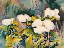 Floral Tile Backsplash Warren Cullar Art Ceramic Mural WC165