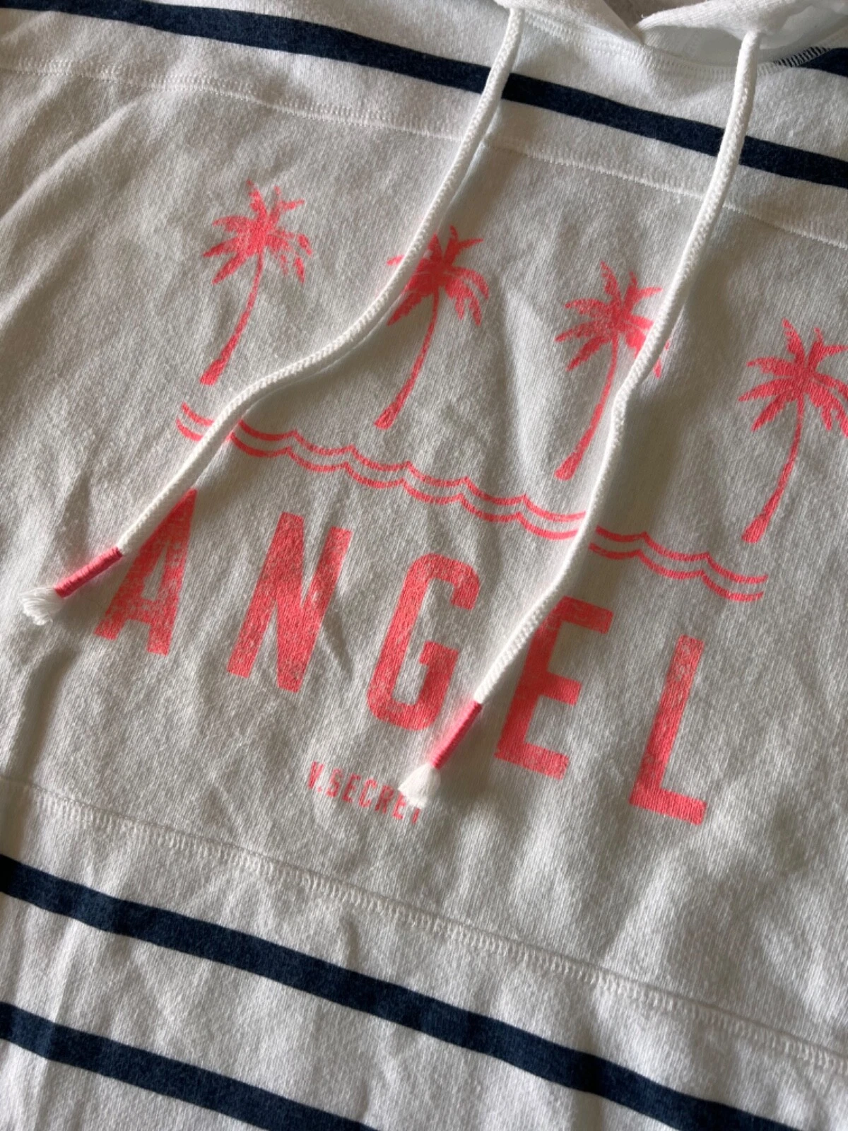 UNDERCOVER Victoria's secret felpa con cappuccio bianca a righe angelo S rara