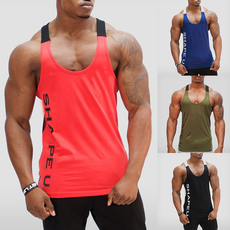 MENS CASUAL TANK TOP FITNESS T SHIRT SLEEVELESS SHIRTS MUSCLE TEE GYM T SHIR