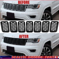 Glossy Black Grill Cover Insert For 2017 2018 2019 2020 2021 Jeep GRAND CHEROKEE