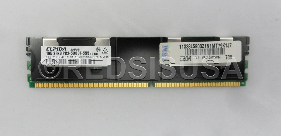 Original IBM 1GB DDR2 PC2-5300 667MHZ 240PIN ECC FB-DIMM CL5 39M5784 Foto 3 de 3