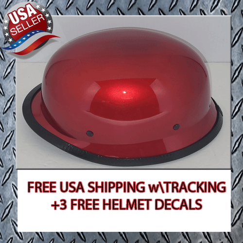 RED GERMAN HELMET LOW PROFILE BIKER MOTORCYCLE NOVELTY HELMET - Picture 3 of 5