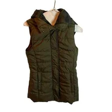Arizona Jeans Green Puffer Snap Zipper Vest  XS Hoodie Jacket