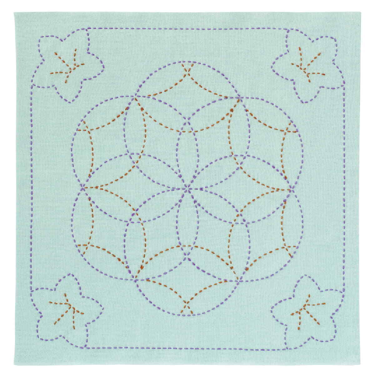 Olympus stamped Sashiko stitch kit ""Hana Fukin Kikkyo and Hanazashi"", 33x33cm, O
