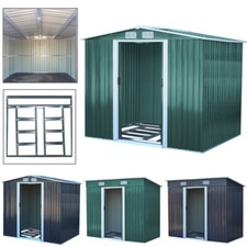METAL GARDEN SHED 4x6ft 4x8ft 6x8ft 8x8ft 10x8ft TOOL STORAGE HOUSE CABIN W/BASE