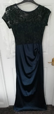 HotSquash Size 10 Woodland Teal Sasha Maxi Evening Dress NEW Side Zip Stretchy