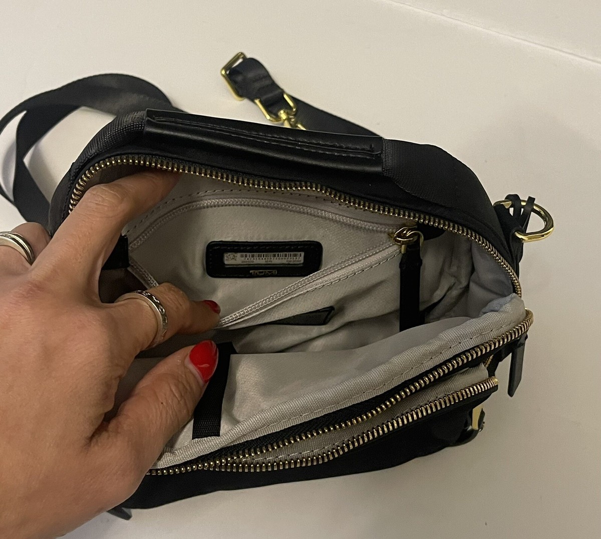 TUMI TROY Crossbody Color Black w/Gold Zipper Bag | eBay