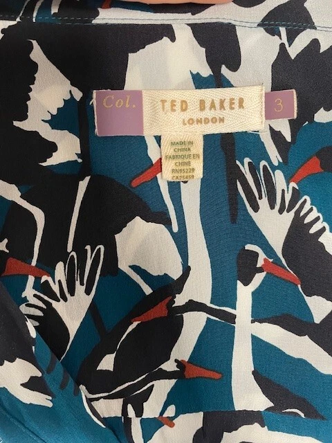 Blusa Ted Baker London Color Por Números Elbera Crane Seda Talla 3 Foto 3 de 4