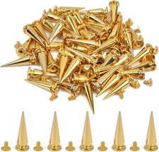 BUYGOO 50 Sets Cone Spikes Screwback Studs, Gold Studs and Spikes Punk Spikes