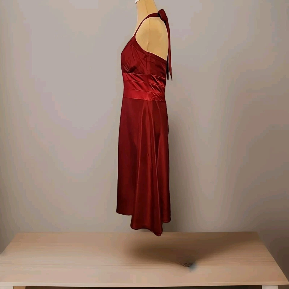 Vestido Halter Jenny Yoo Vintage Rojo Seda Talla 6 Hasta la Rodilla Foto 4 de 4