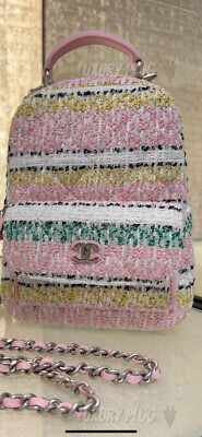 New Chanel 24S Classic Pink Tweed Mini Backpack Handbag Top  display picture 2