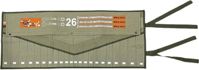 Tool Roll Organizer with 26 Pockets for Wrenches, Metric & SAE Durable Cotton Ca